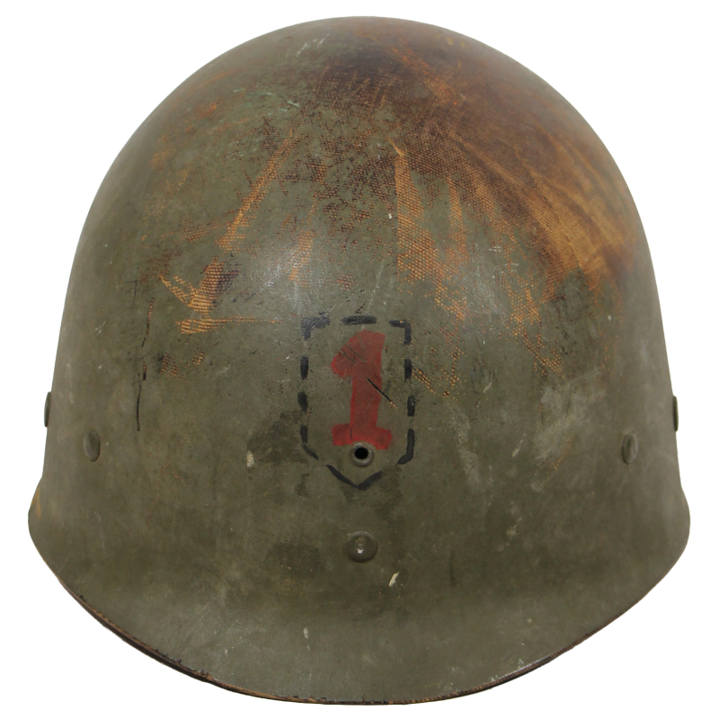 Casque M1, pattes fixes, 1st Infantry Division, liner Firestone, Normandie