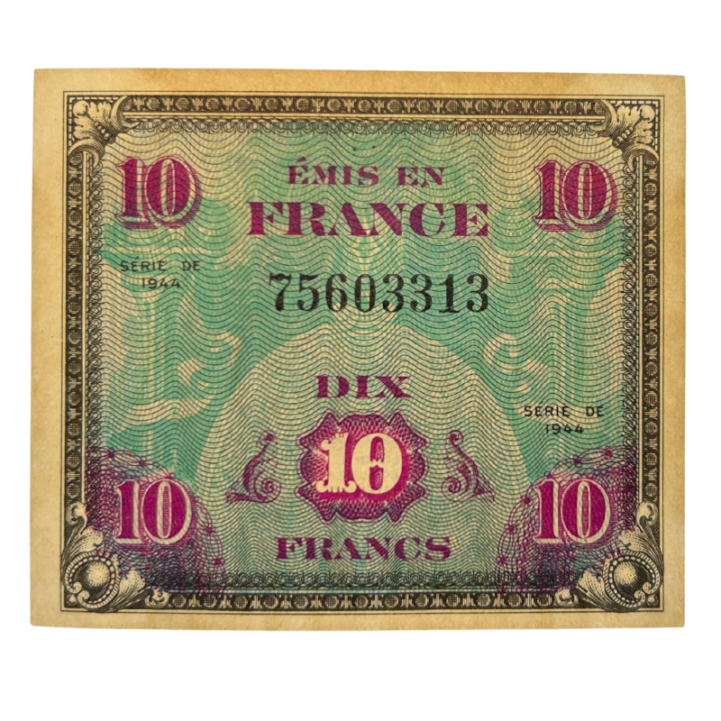 Billet drapeau (billet d'invasion), 10 francs, 1944