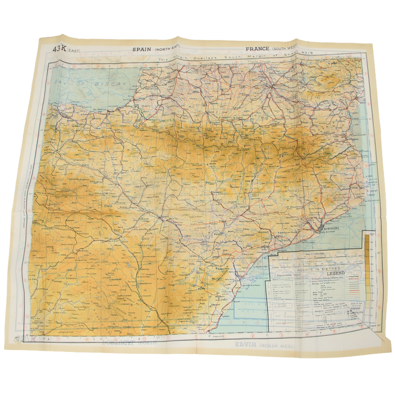 Map, Escape, Silk, Iberian Peninsula, 1943, RAF & USAAF, Mint