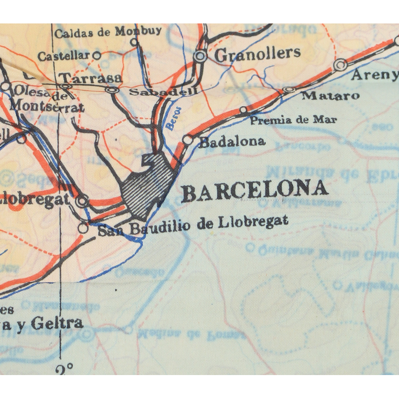 Carte d'évasion en soie, Péninsule ibérique, 1943, RAF & USAAF, état neuf