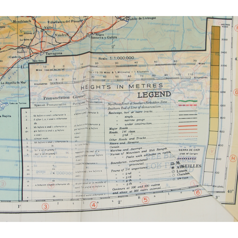 Map, Escape, Silk, Iberian Peninsula, 1943, RAF & USAAF, Mint