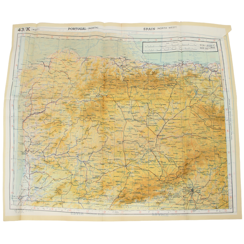 Map, Escape, Silk, Iberian Peninsula, 1943, RAF & USAAF, Mint