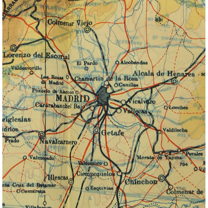 Carte d'évasion en soie, Péninsule ibérique, 1943, RAF & USAAF, état neuf