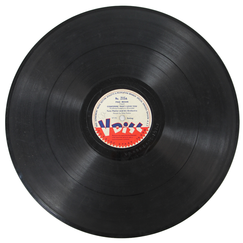 Record, V-DISC, 78 RPM, War Department, No. 215, Tony Pastor and his Orchestra