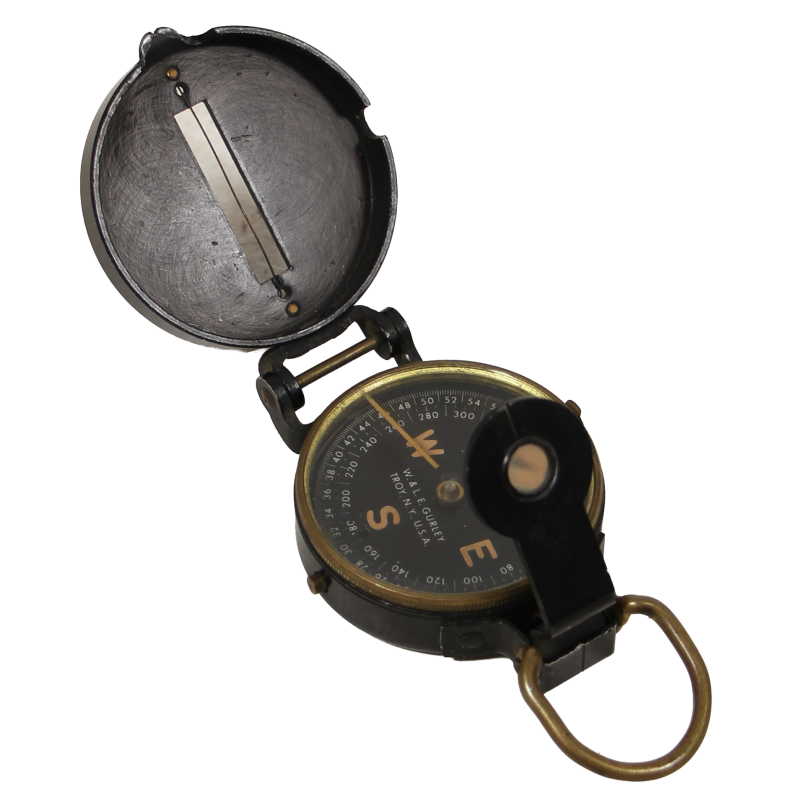 Boussole de marche, W.& L.E. GURLEY, avec pochette imprégnée, nominative