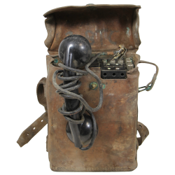 Téléphone de campagne EE-8-B, Signal Corps, avec sacoche en cuir