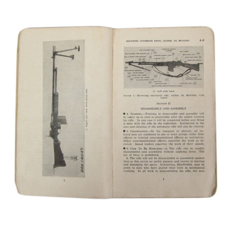 Manuel de campagne, FM 23-15, Browning Automatic Rifle, Caliber .30, M1918A2, with Bipod, nominatif