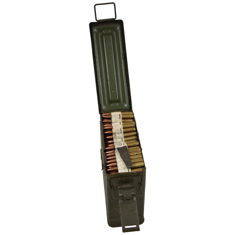 Bande de mitrailleuse Browning M1919A4, calibre .30, dans sa boîte, CANCO
