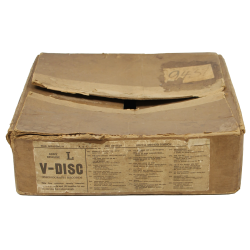Carton de 20 disques, V-DISC, 78 tours, War Department, Special Services Division, août 1944, vide