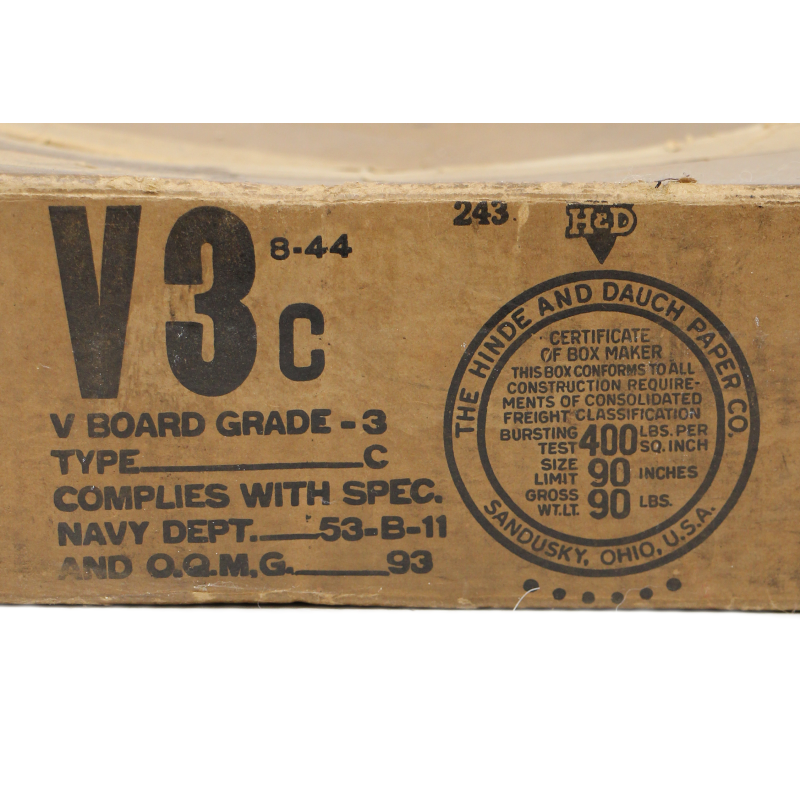 Carton de 20 disques, V-DISC, 78 tours, War Department, Special Services Division, août 1944, vide