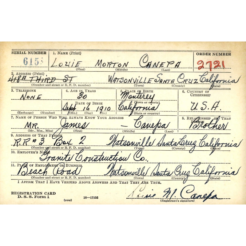 Cap, Enlisted Men, US Army, S/Sgt. Louie Canepa, 362nd FS, 357th FG, 8th Air Force, USAAF, ETO