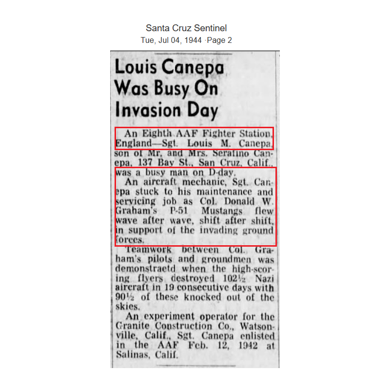 Casquette troupe, US Army, S/Sgt. Louie Canepa, 362nd FS, 357th FG, 8th Air Force, USAAF, ETO