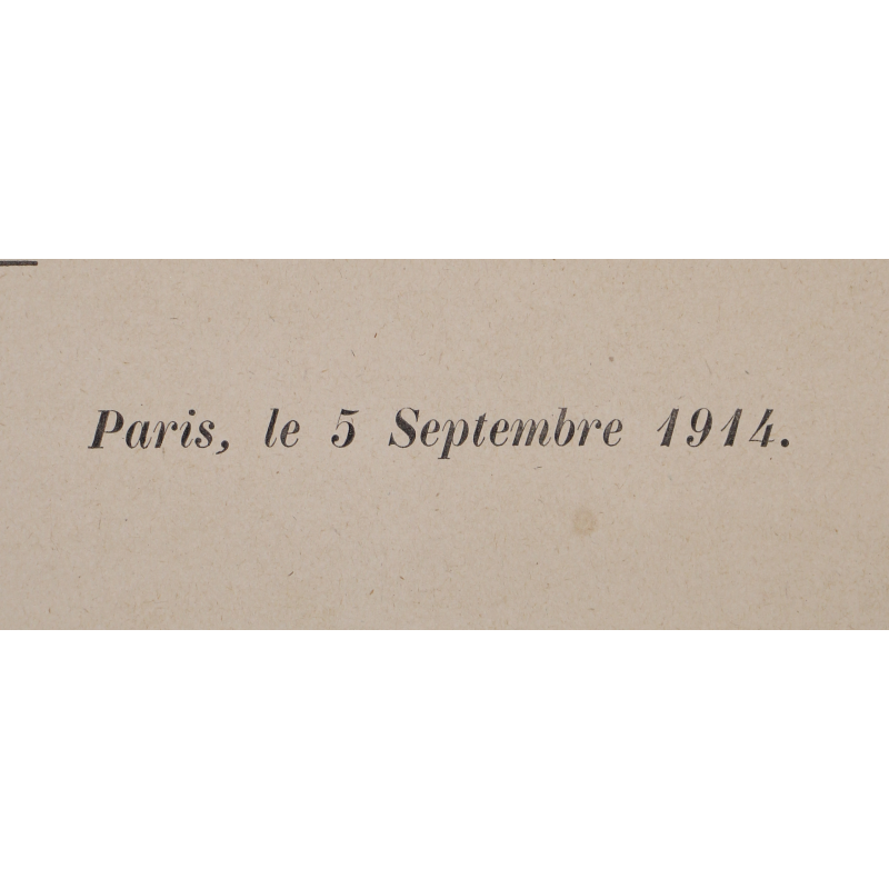 Affiche, Publication des Renseignements Officiels, Préfecture de la Sarthe, n° 31, 5 septembre 1914