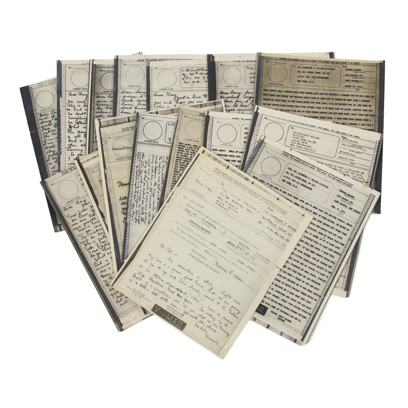 Correspondance épistolaire, V-Mail, 2nd Lt. Clarence Wilson, 455th Bomb. Group, 15th Air Force, USAAF, MTO & ETO
