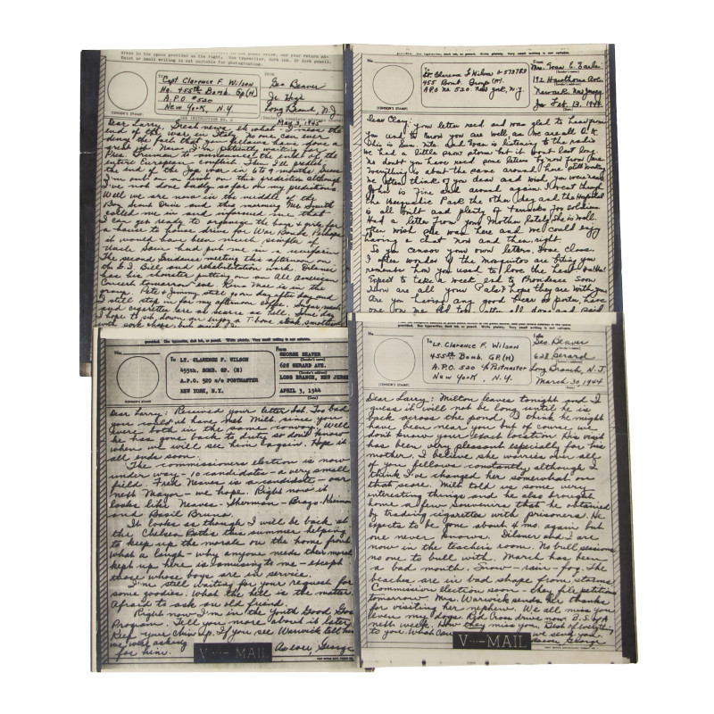 Correspondance épistolaire, V-Mail, 2nd Lt. Clarence Wilson, 455th Bomb. Group, 15th Air Force, USAAF, MTO & ETO