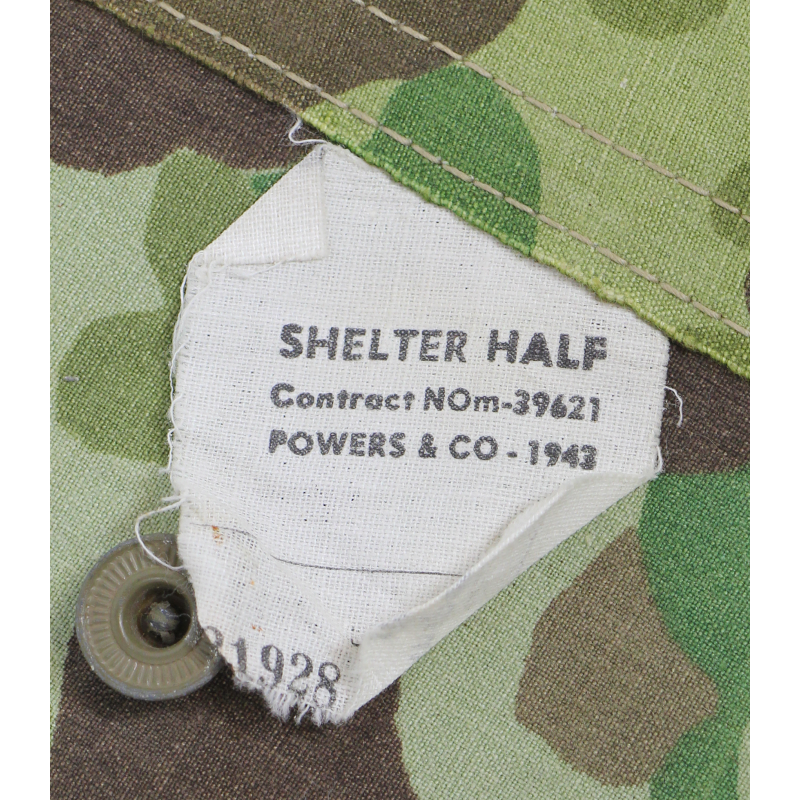 Tent, Shelter-Half, Camouflage, Reversible, USMC, POWERS & CO. 1943, Mint