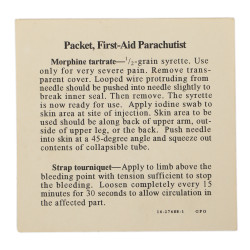 Instruction Sheet, Packet, First-Aid, Parachutist