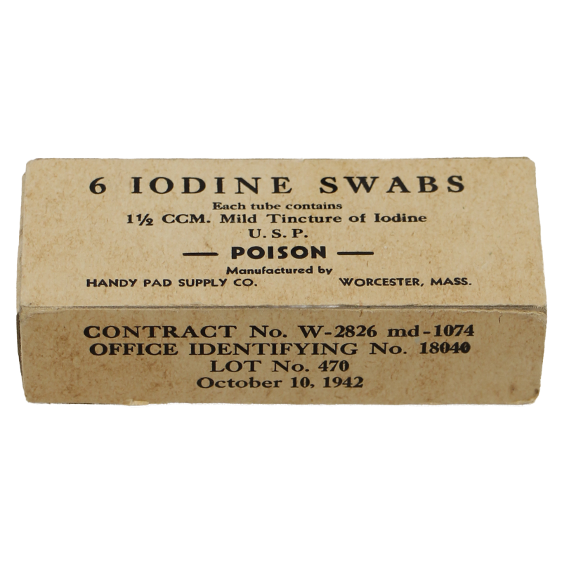 Boîte de tampons de teinture d'iode, HANDY PAD SUPPLY CO., October 1942, pleine