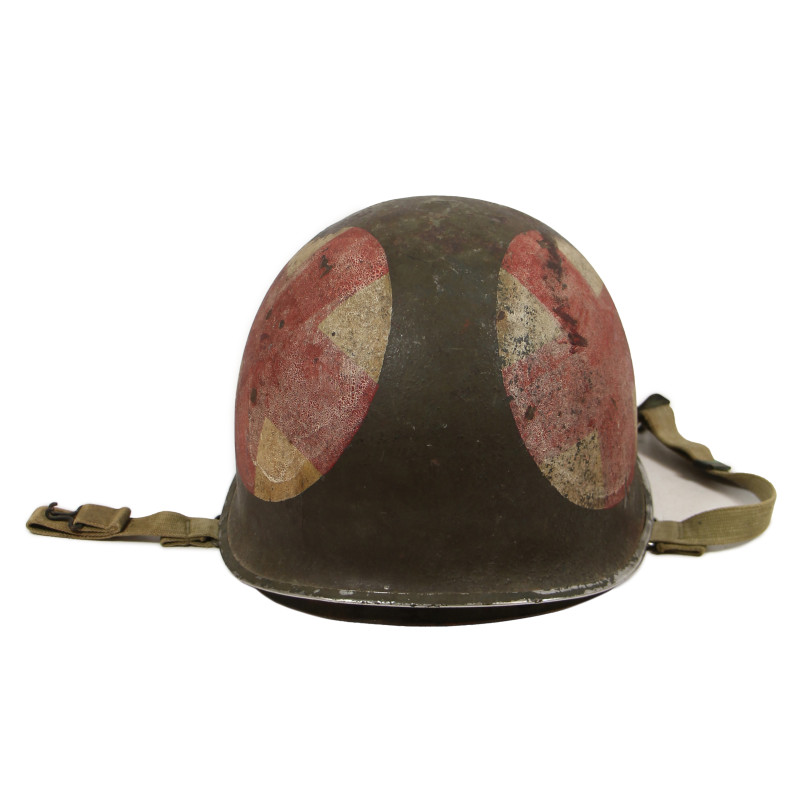 Helmet, M1, Swivel Loops, Medic, Three Red Crosses, MSA Liner, Green A Washers
