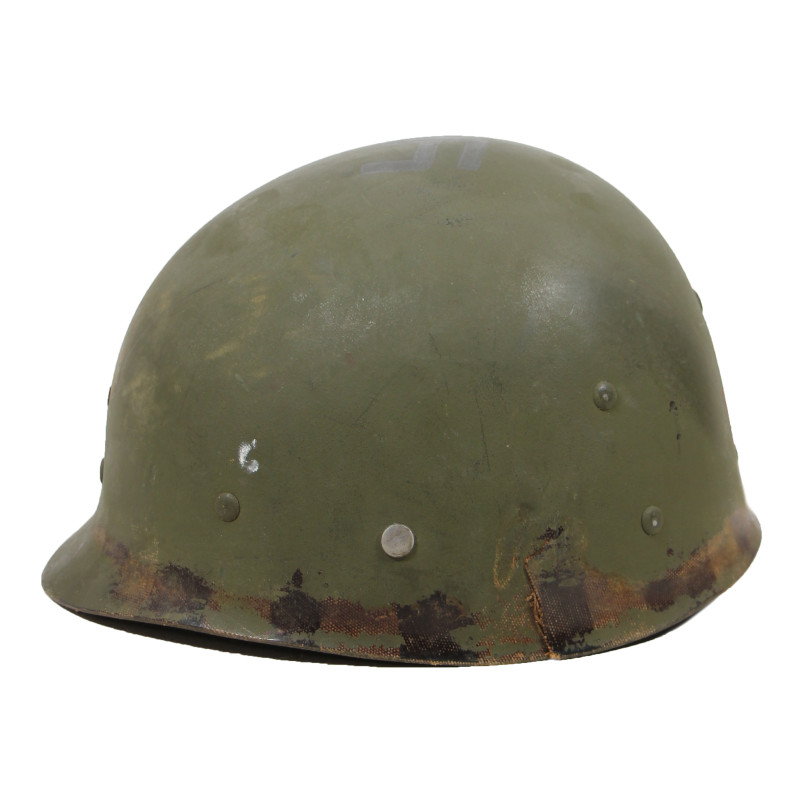 Casque M1, pattes mobiles, Medic, trois croix rouges, liner MSA, A washers verts