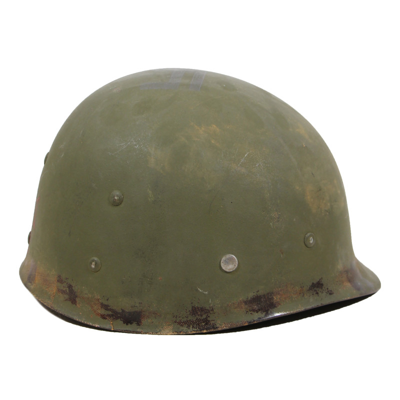 Casque M1, pattes mobiles, Medic, trois croix rouges, liner MSA, A washers verts