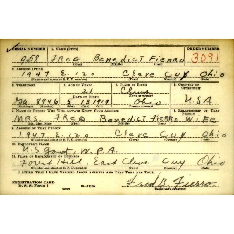 Bag, Field, M-1936, Pfc. Fred Fierro, 47th Inf. Regt., 9th Infantry Division, WIA, Germany