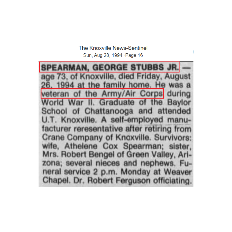 Badge, Aviation Cadet George Spearman, Jr., USAAF