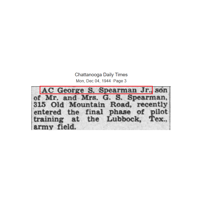 Badge, Aviation Cadet George Spearman, Jr., USAAF