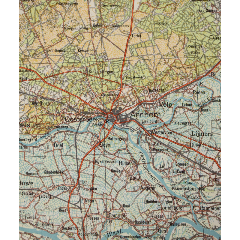 Carte allemande, Arnheim (Arnhem & Nijmegen), Pays-Bas, 1942