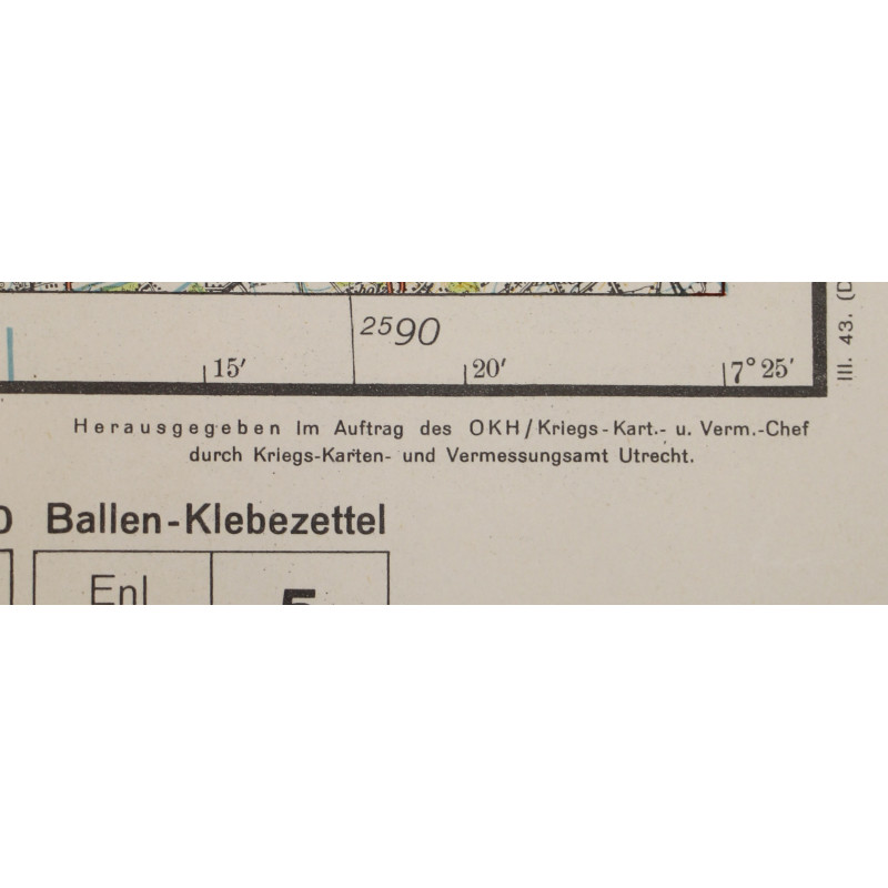 Carte allemande, Arnheim (Arnhem & Nijmegen), Pays-Bas, 1942