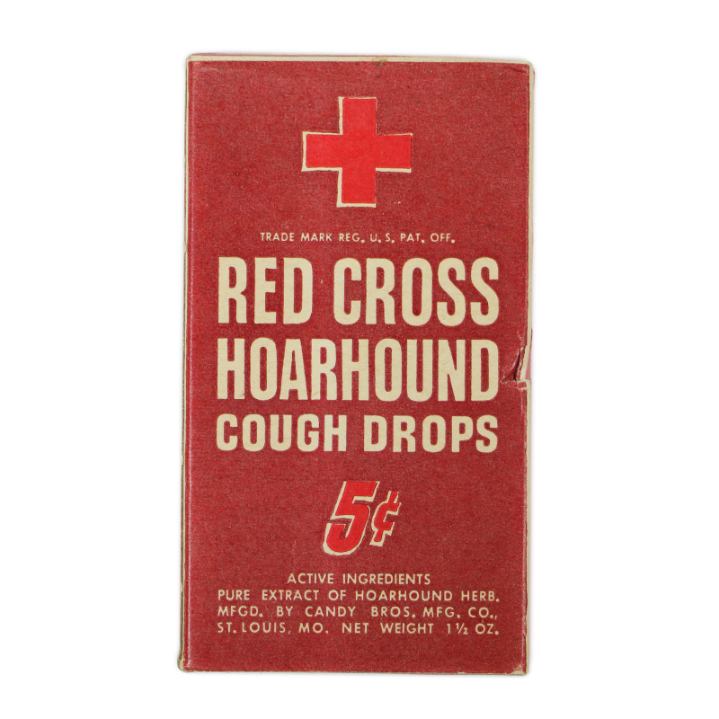 Boîte de pastilles, RED CROSS HOARHOUND COUGH DROPS, pleine