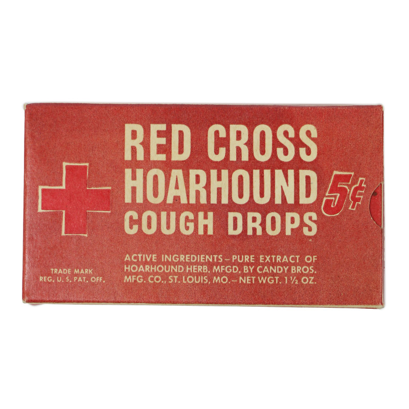 Boîte de pastilles, RED CROSS HOARHOUND COUGH DROPS, pleine