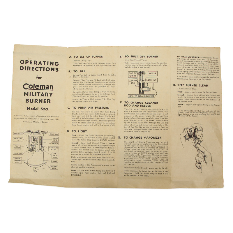 Réchaud M-1941, AMERICAN 1944, avec container C.M. MFG. CO. 1944, dans son carton