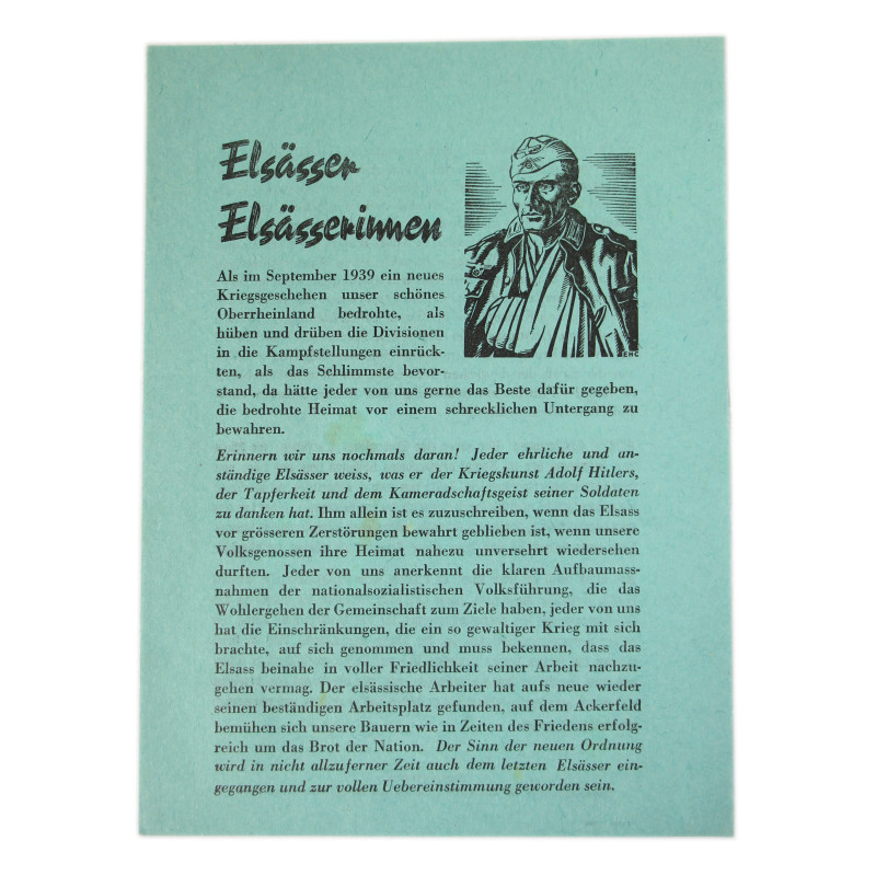 Leaflet, Propaganda, German, Alsace, Elsässer, Elsässerinnen