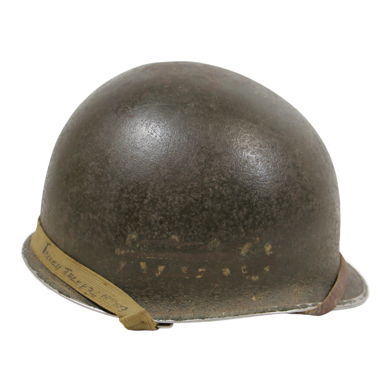 Casque M1, pattes fixes, Pfc. Jack Terrell, Co. A, 39th Inf. Regt., 9th Infantry Division, WIA, ETO