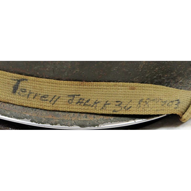 Casque M1, pattes fixes, Pfc. Jack Terrell, Co. A, 39th Inf. Regt., 9th Infantry Division, WIA, ETO