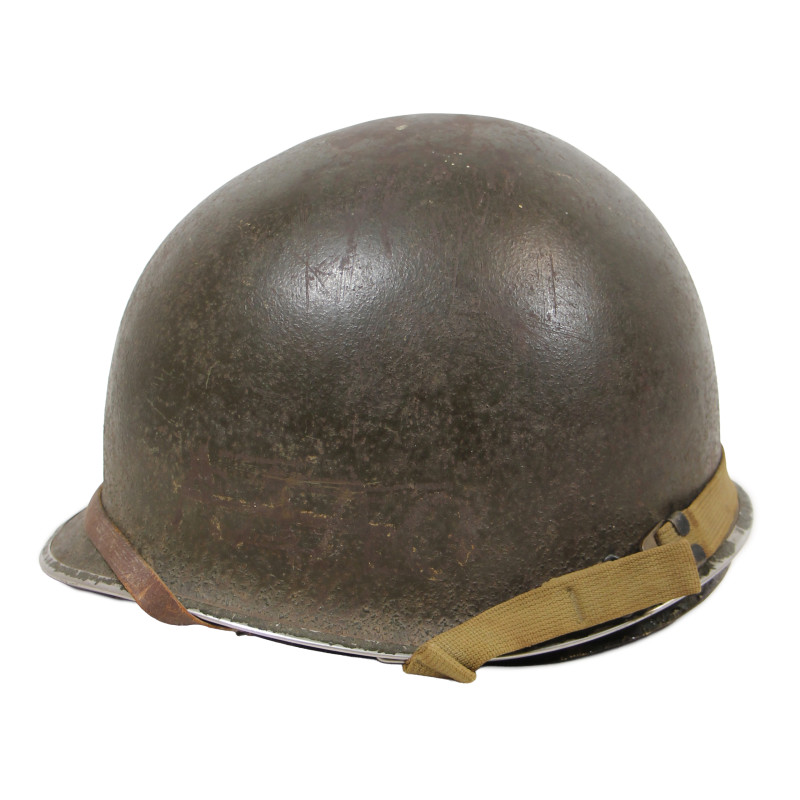 Helmet, M1, Fixed Loops, Pfc. Jack Terrell, Co. A, 39th Inf. Regt., 9th Infantry Division, WIA, ETO
