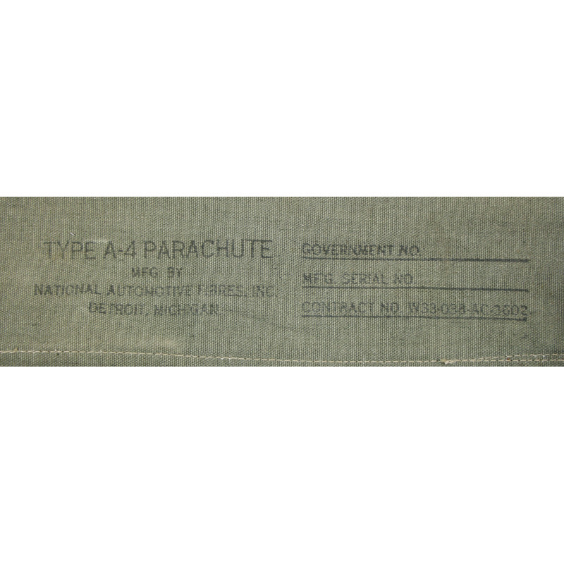 Pack, Chest, Parachute, Type A-4, QAC, USAAF, NATIONAL AUTOMOTIVE FIBRES, INC. 1944