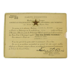 Laissez-passer, GOLD STAR MOTHERS PILGRIMAGE, mère du Pfc. Russell Bitzer, AEF, KIA, 30 juillet 1918