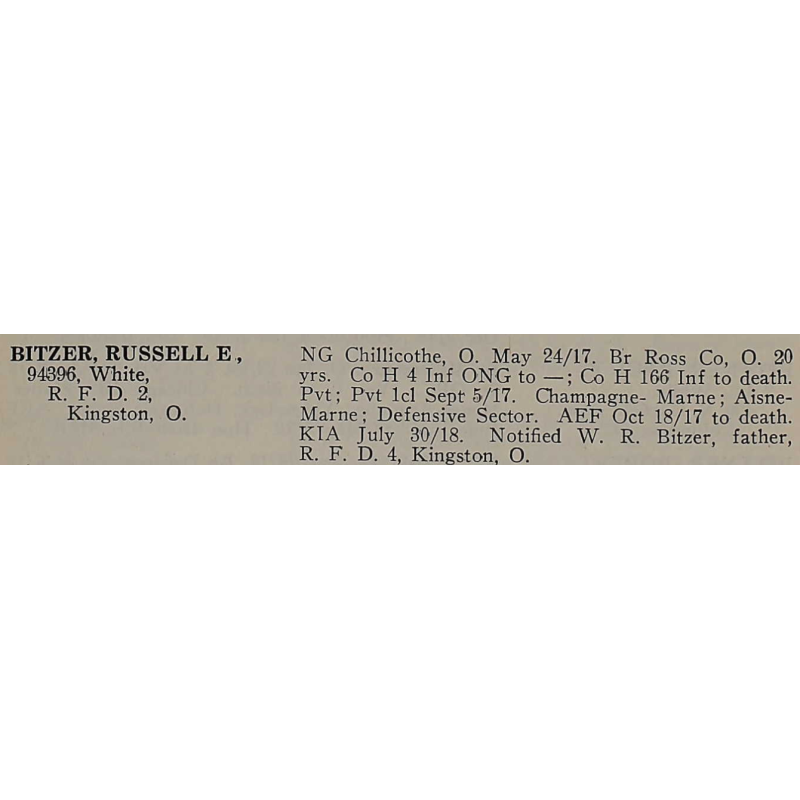 Laissez-passer, GOLD STAR MOTHERS PILGRIMAGE, mère du Pfc. Russell Bitzer, AEF, KIA, 30 juillet 1918