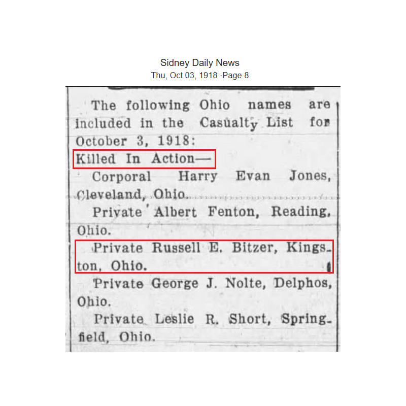 Laissez-passer, GOLD STAR MOTHERS PILGRIMAGE, mère du Pfc. Russell Bitzer, AEF, KIA, 30 juillet 1918