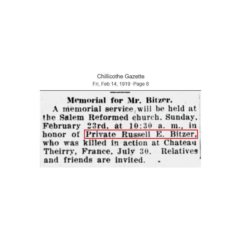 Pass, GOLD STAR MOTHERS PILGRIMAGE, Mother of Pfc. Russell Bitzer, AEF, KIA, July 30, 1918