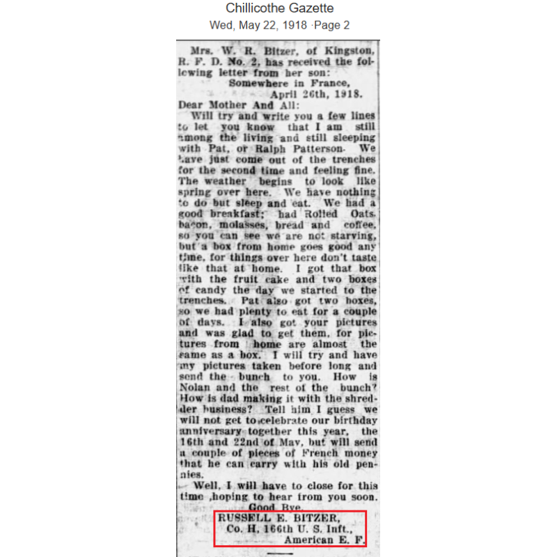 Laissez-passer, GOLD STAR MOTHERS PILGRIMAGE, mère du Pfc. Russell Bitzer, AEF, KIA, 30 juillet 1918