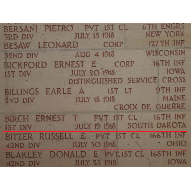 Laissez-passer, GOLD STAR MOTHERS PILGRIMAGE, mère du Pfc. Russell Bitzer, AEF, KIA, 30 juillet 1918