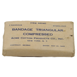Bandage triangulaire, ACME COTTON PRODUCTS CO., Inc., 1942, Item No. 92040, intact