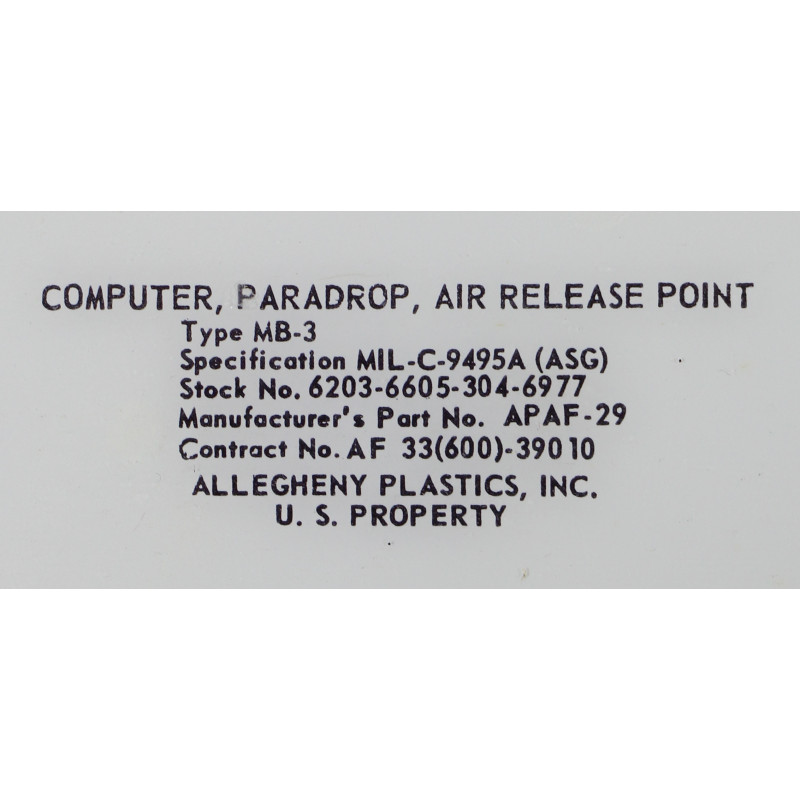 Règle à calcul, Type MB-3, Air Release Point Paradrop Computer, USAF