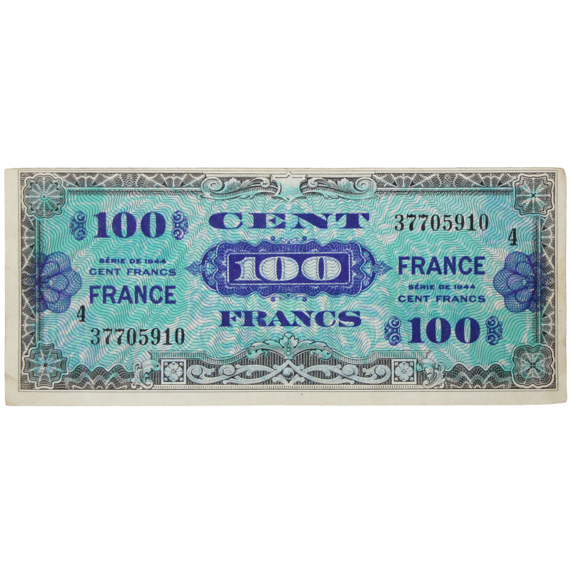 Billet d'invasion, 100 francs, 1944, 2e émission
