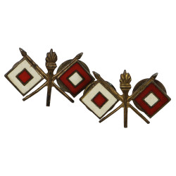 Insignia, Collar, Officer's, Signal Corps, Pair, Sterling, Clutch Back