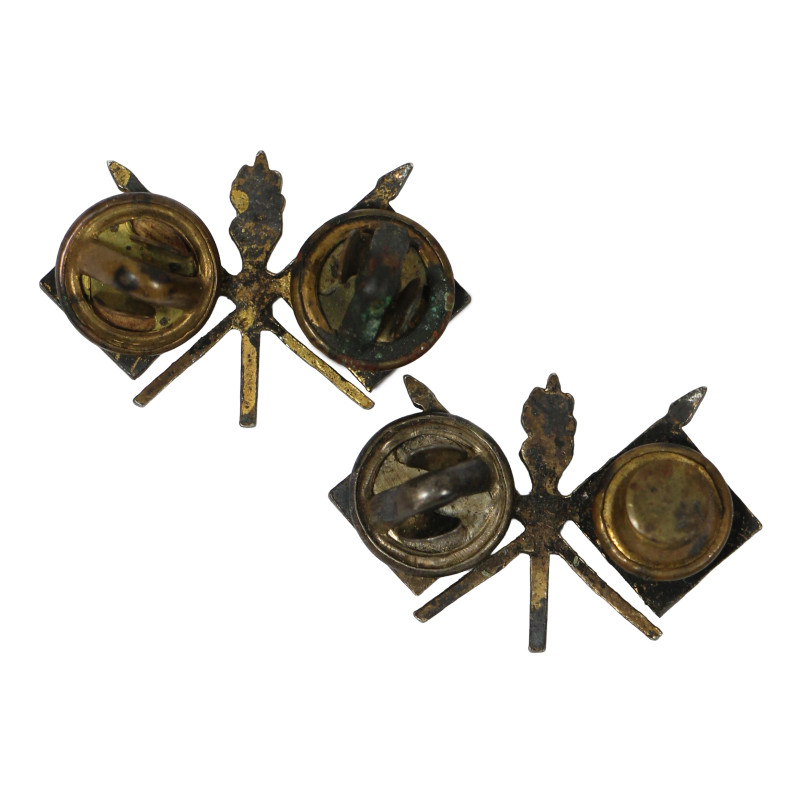 Insignia, Collar, Officer's, Signal Corps, Pair, Sterling, Clutch Back