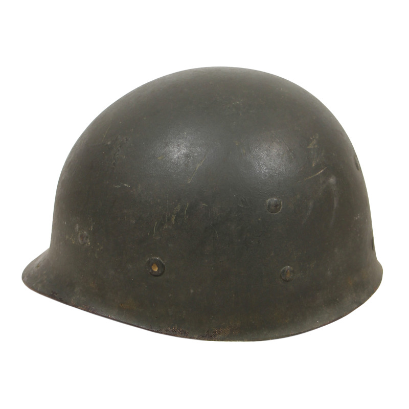 Casque M1, pattes fixes, camouflage blanc, Bataille des Ardennes, liner Westinghouse